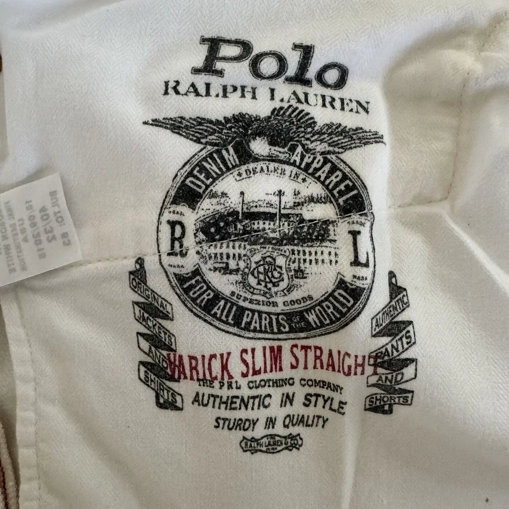 Polo Ralph Lauren Varick Slim Straight Casual Denim White Jeans Mens Size 40x32 - Picture 12 of 16
